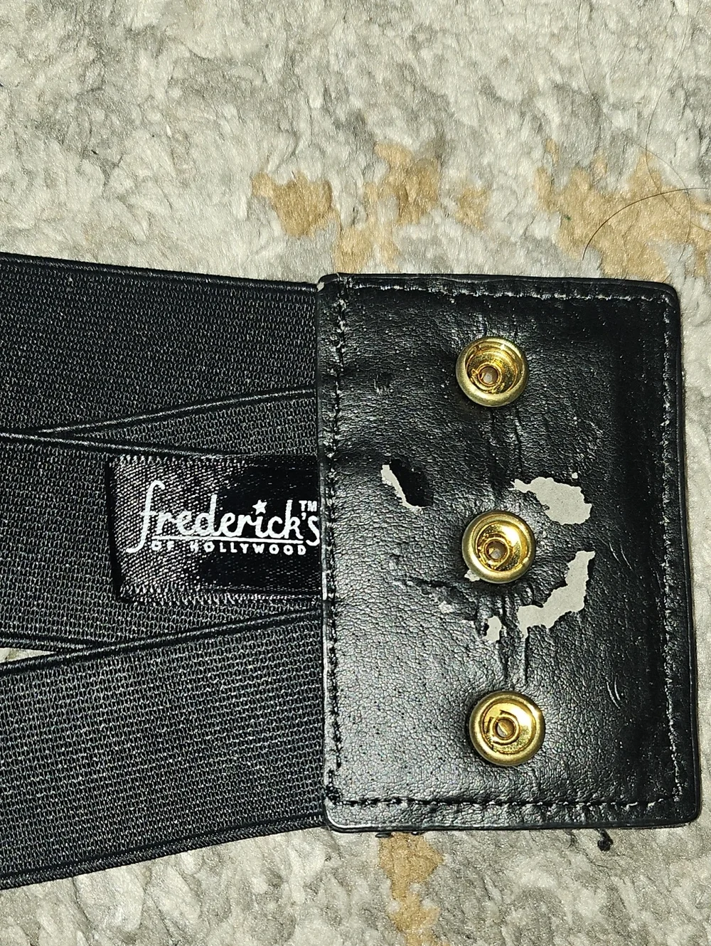 Frederick's Of Hollywood Vintage Black Lace-Up Faux Leather Waist Belt